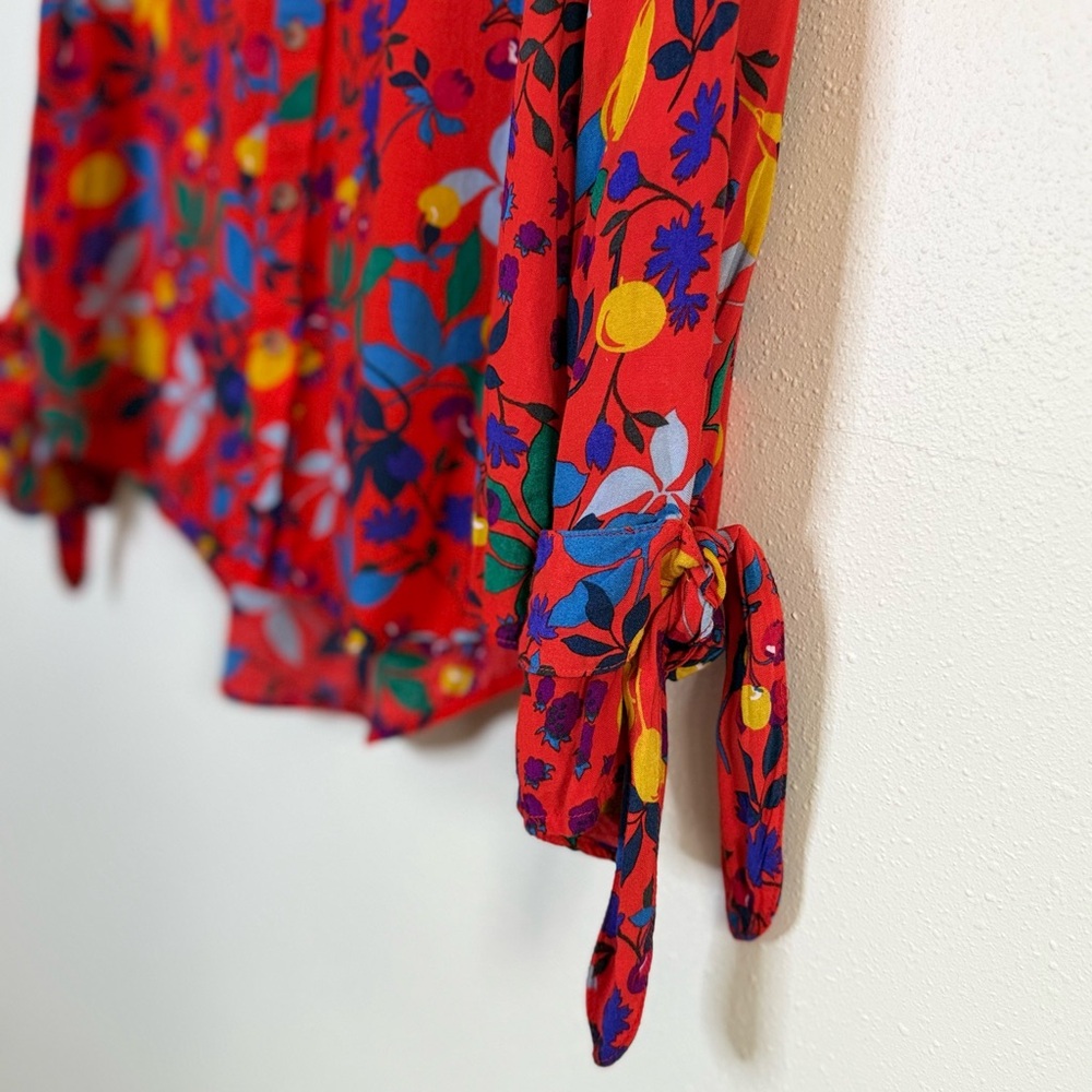 Maeve Anthropologie Fruit Print Blouse Red Citrus Top Size S - Picture 3 of 9